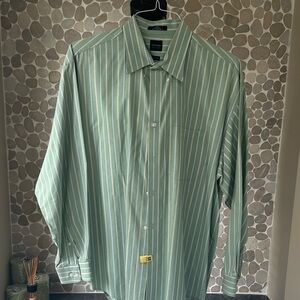 Arrow Men's Green Striped Dress Shirt